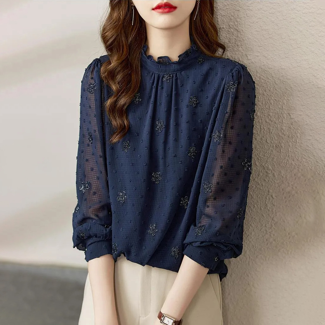 時尚流行氣質溫柔風萬人迷遮肚雪紡襯衫-Cicimode