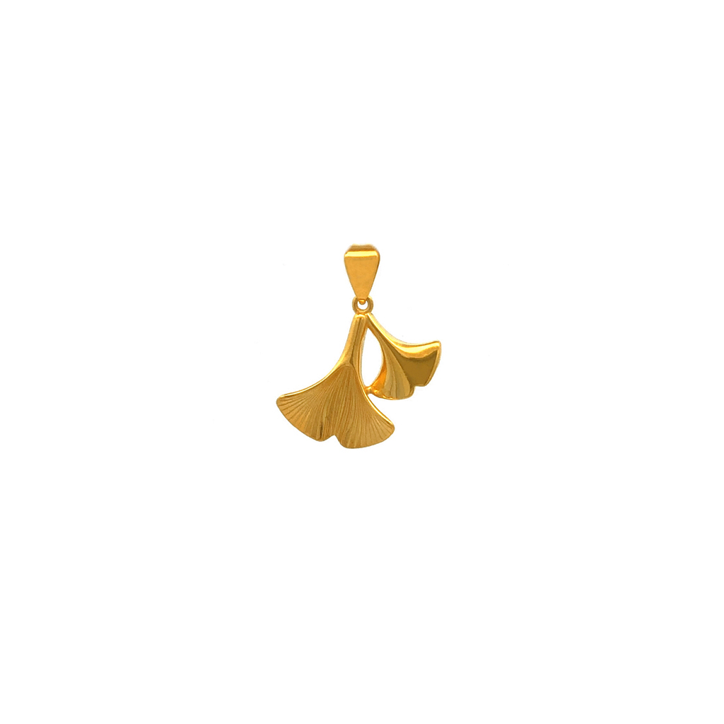 TIANSI 916(22K) GOLD GINKGO BILOBA PENDANT 银杏叶吊坠 P023-001 Loket Emas