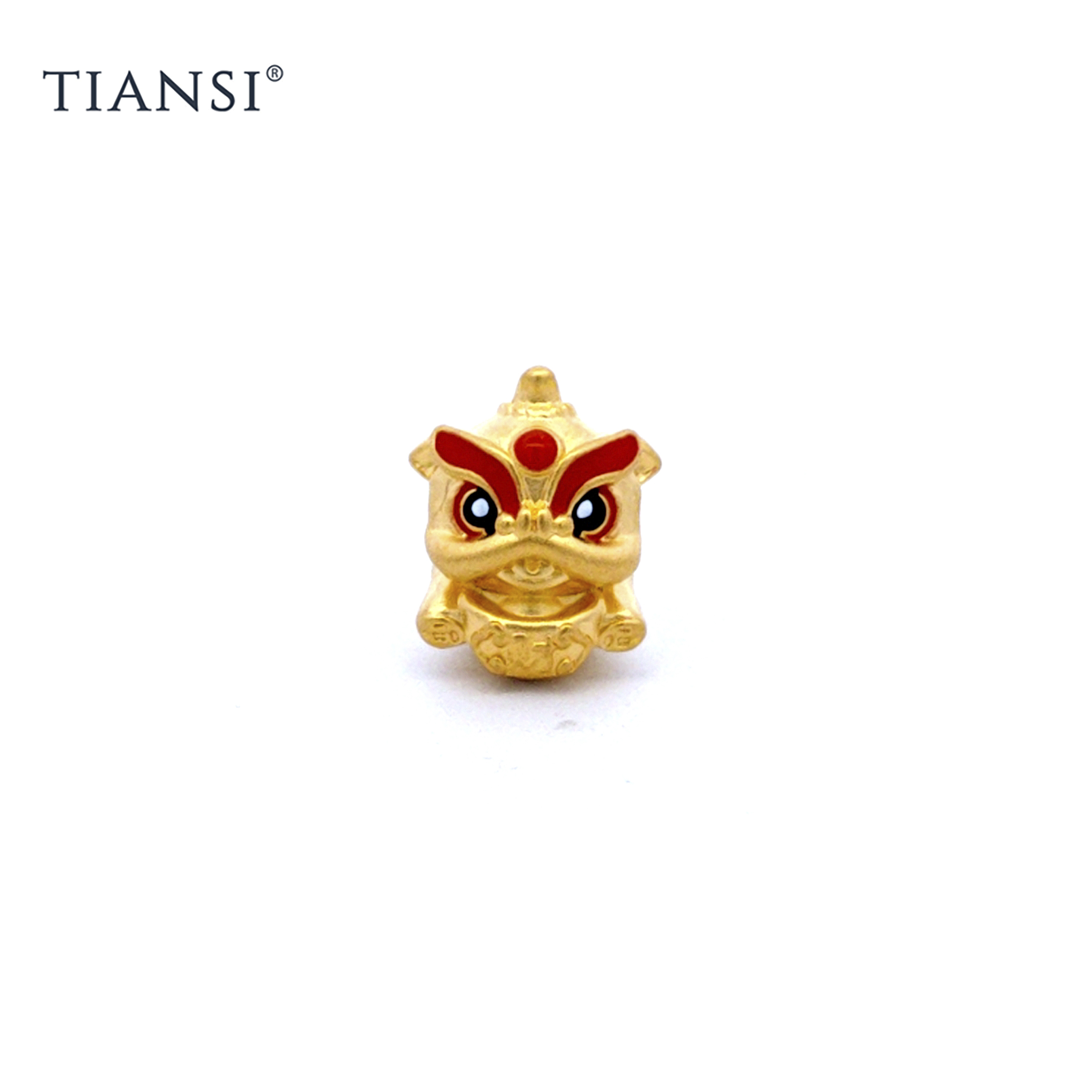 TIANSI 999(24K) Gold Copper Coin Dancing Lion Charm 铜钱舞狮路路通 Charm Emas