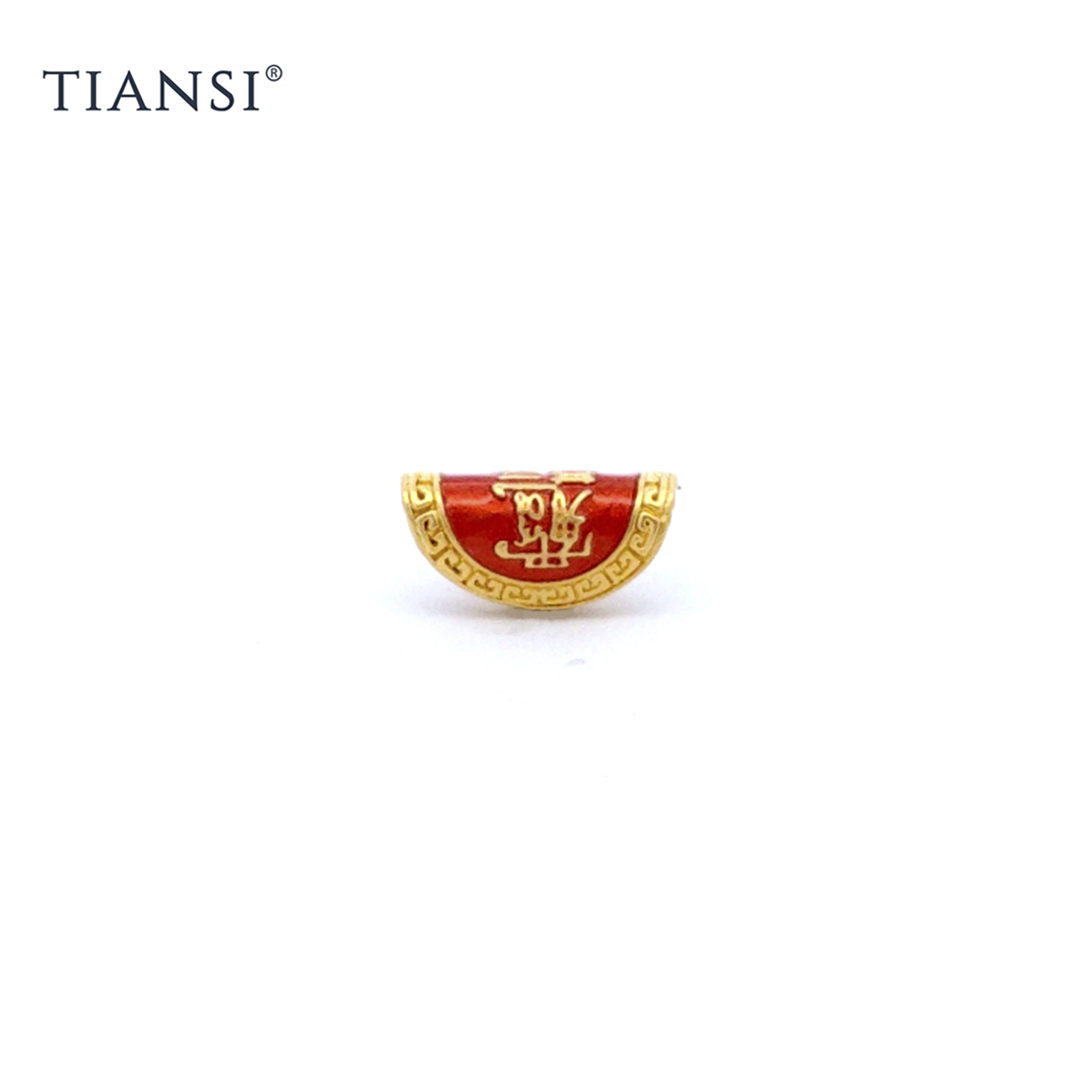TIANSI 999(24K) Gold Enamel Dumpling Charm 珐琅饺子路路通 Charm Emas