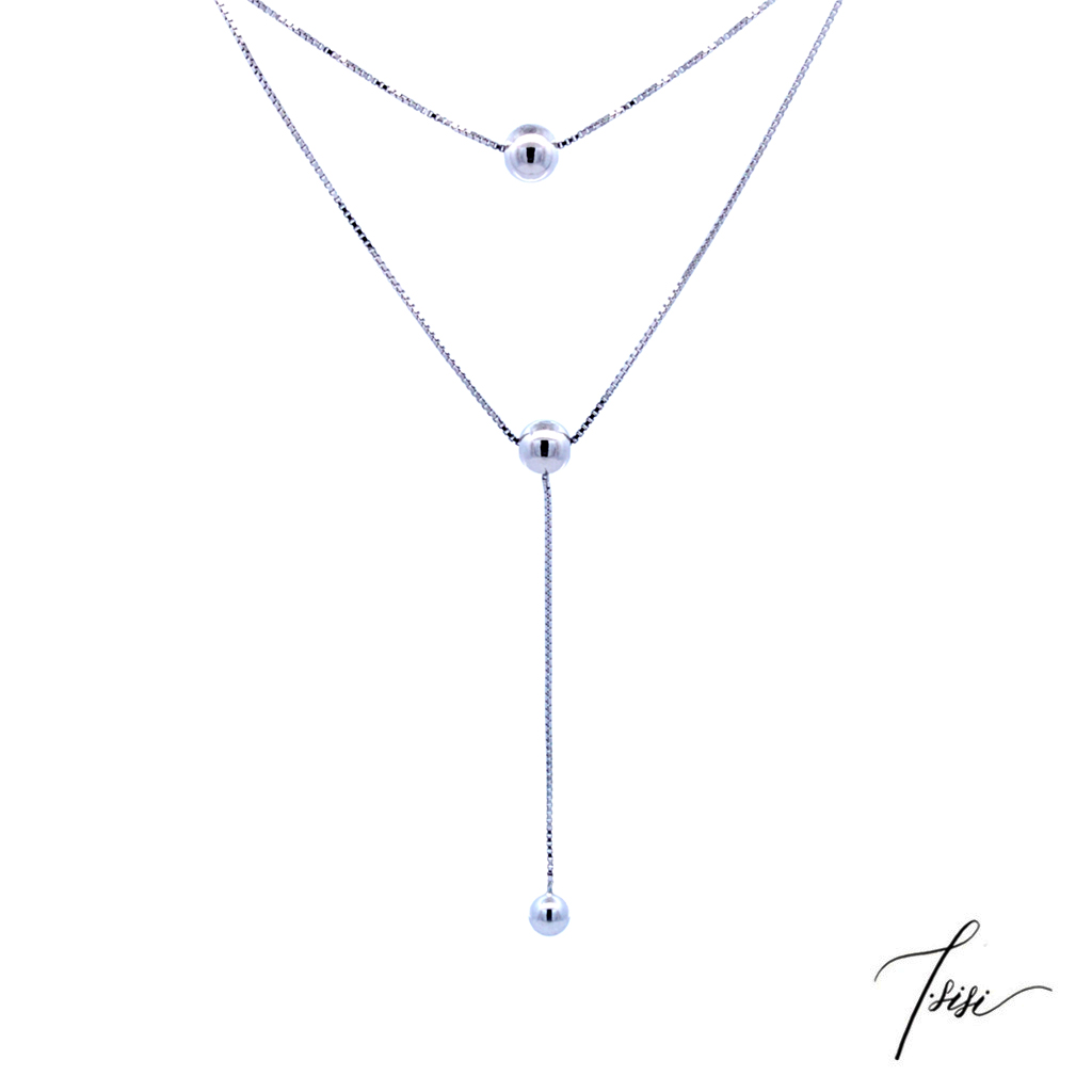 [T'SISI] S925 Silver Bead Necklace