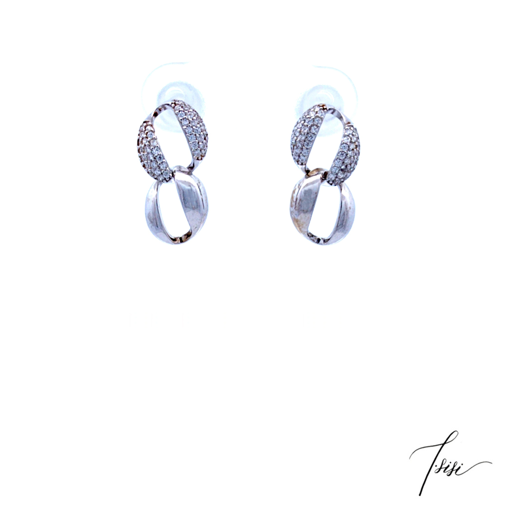 [T'SISI] S925 Silver Double Circle Earring