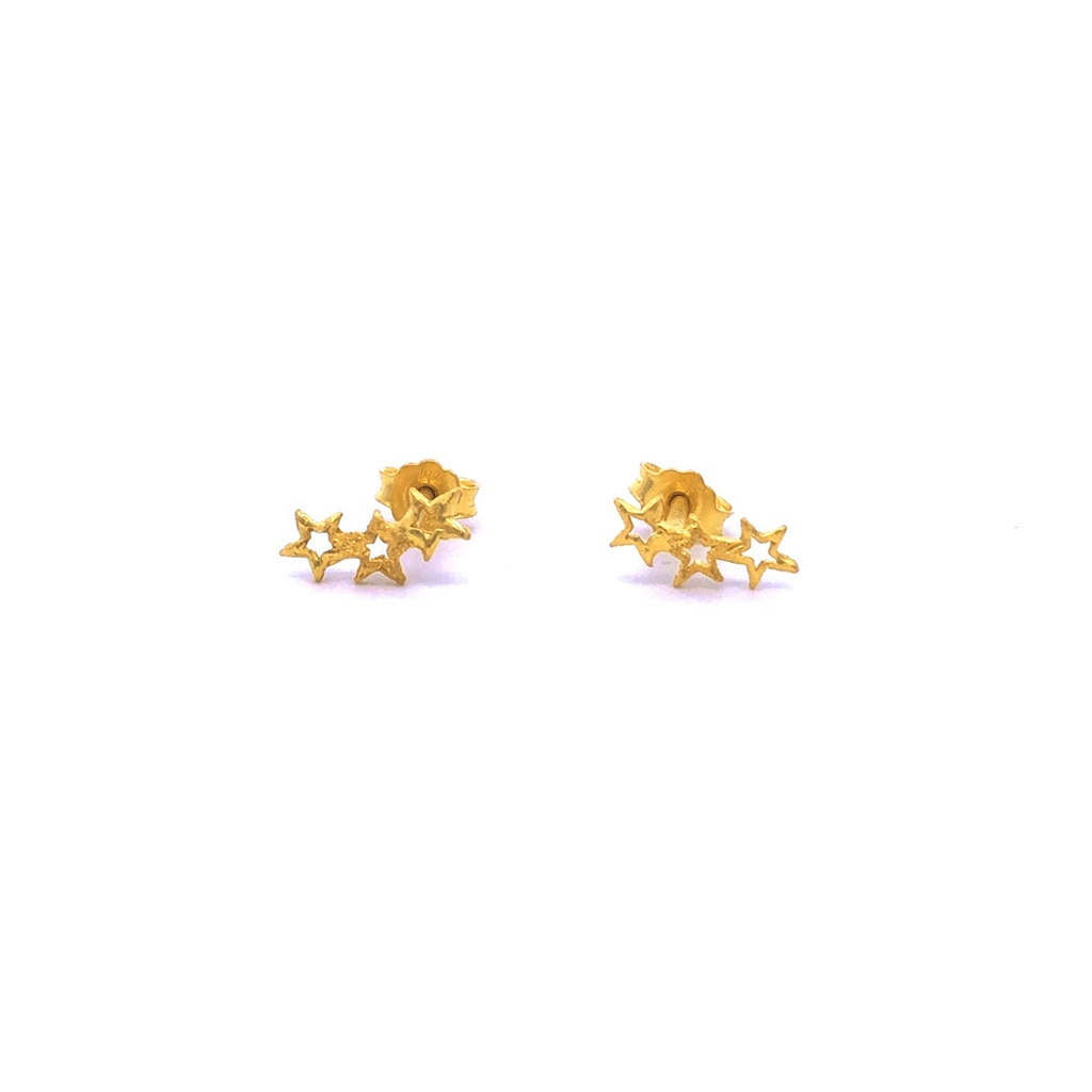 Gold Three Star Earring E015-004