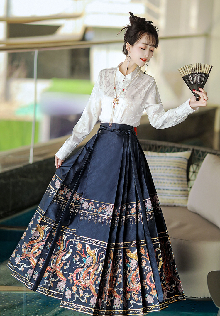 新品 漢服 马面裙 織金 鳳凰刺繍 馬面裙 スカート 結婚式 入学卒業式 誕生日 新品 漢服 马面裙 織金馬面裙 スカート刺繍 チャイナ 結婚式
