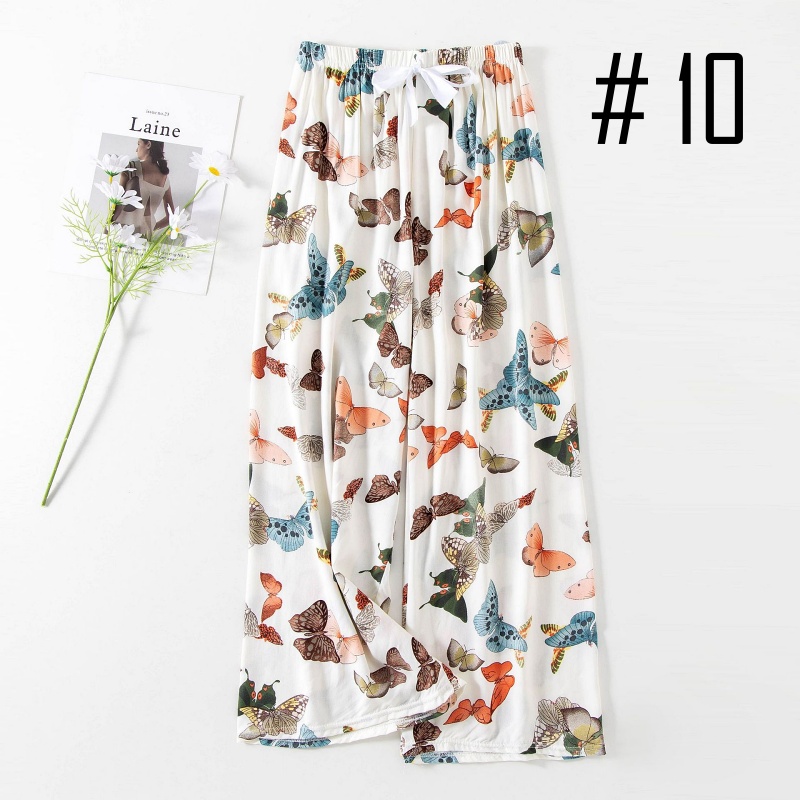 Stella Fashion Women Cotton Silk Wide Leg Long Pants | Lightweight Breathable | Casual Printed Loose Trousers | Free Size