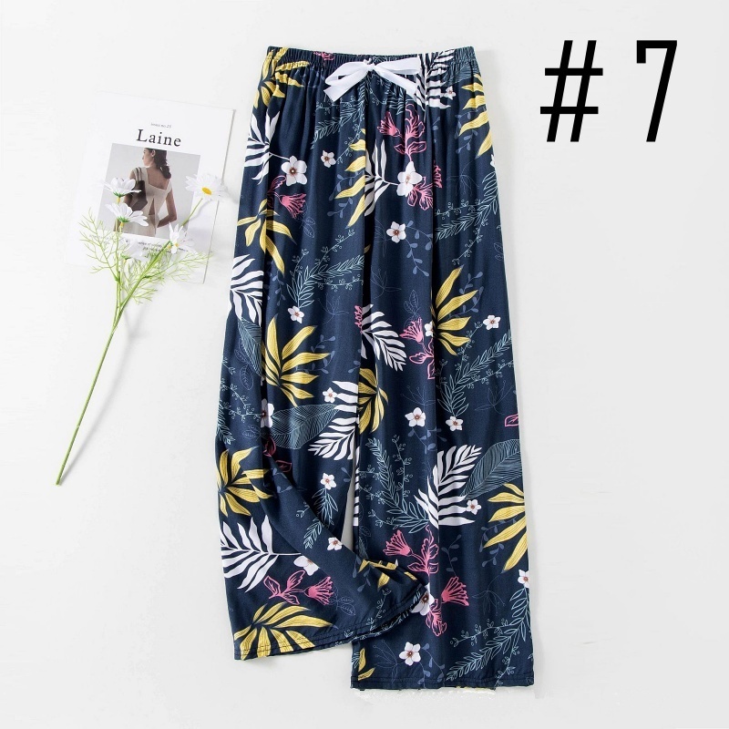 Stella Fashion Women Cotton Silk Wide Leg Long Pants | Lightweight Breathable | Casual Printed Loose Trousers | Free Size