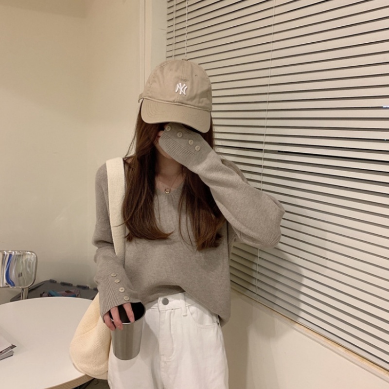Stella Fashion Korean Style Loose Knit Sweater for Women Relaxed Fit Versatile Outerwear/Layering Top