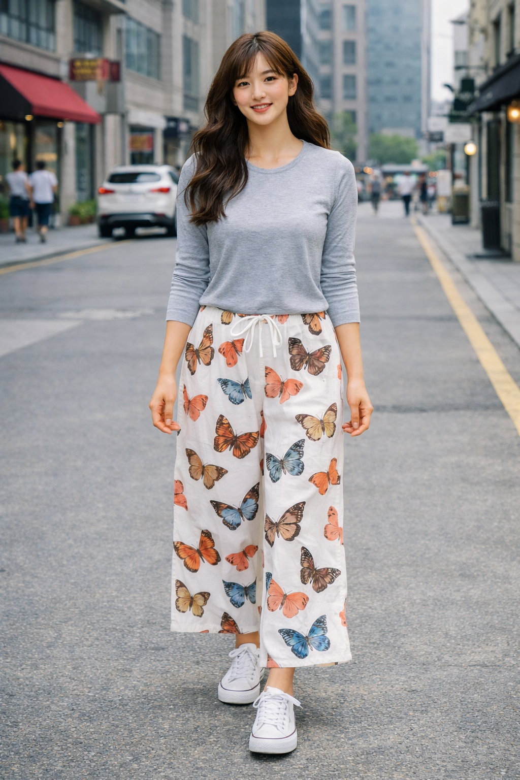 Stella Fashion Women Cotton Silk Wide Leg Long Pants | Lightweight Breathable | Casual Printed Loose Trousers | Free Size
