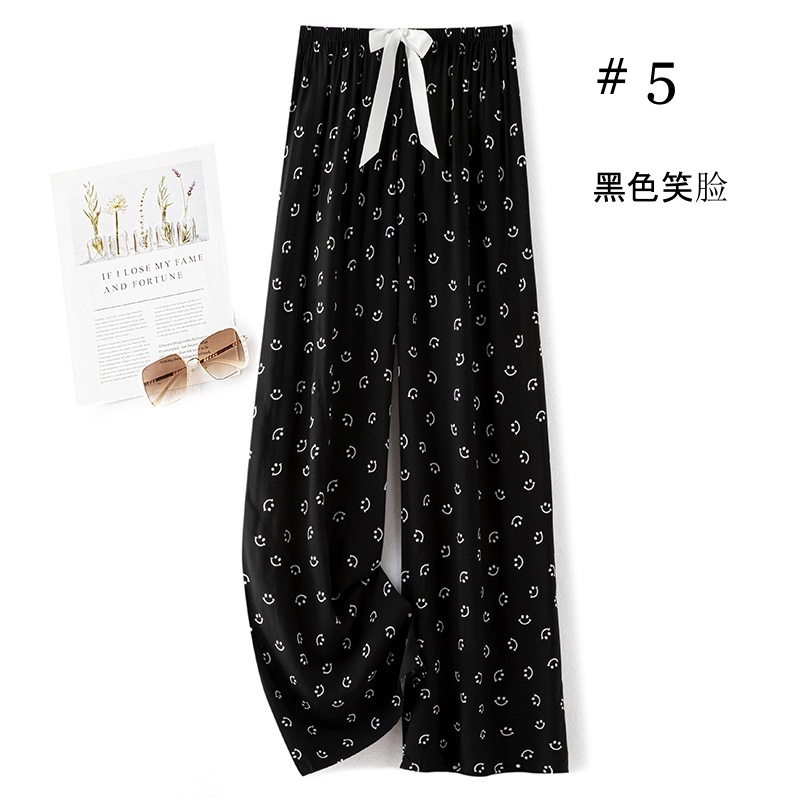 Stella Fashion Women Cotton Silk Wide Leg Long Pants | Lightweight Breathable | Casual Printed Loose Trousers | Free Size