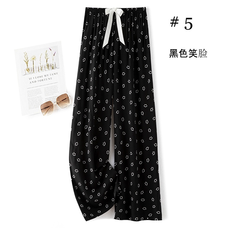 Stella Fashion Women Cotton Silk Wide Leg Long Pants | Lightweight Breathable | Casual Printed Loose Trousers | Free Size