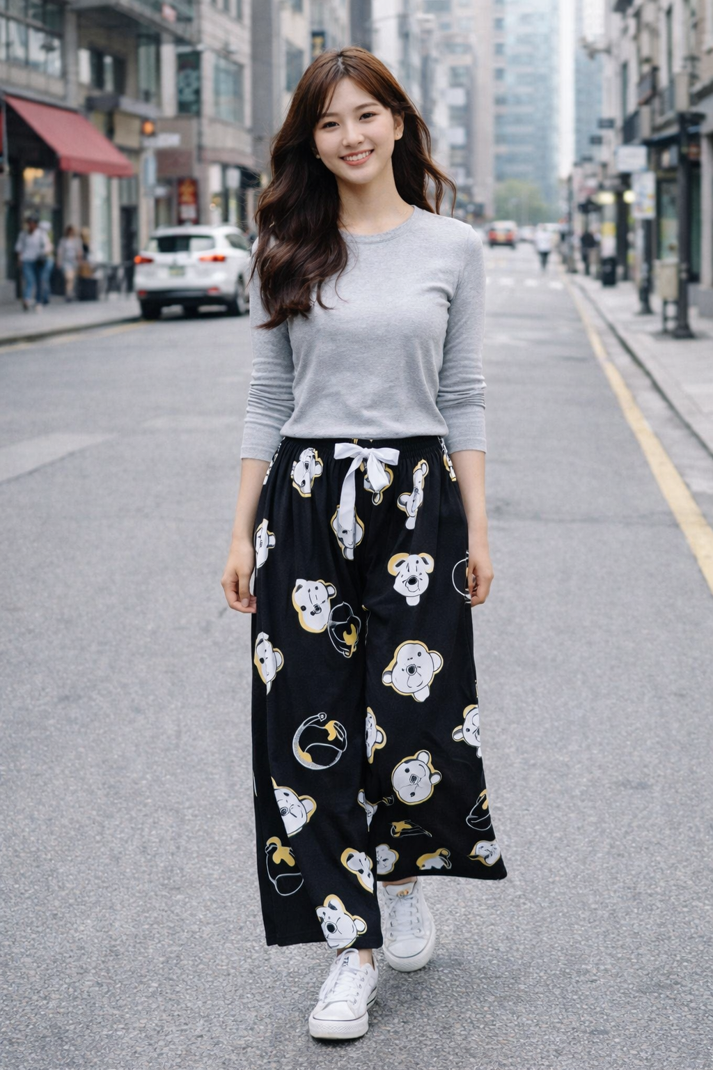 Stella Fashion Women Cotton Silk Wide Leg Long Pants | Lightweight Breathable | Casual Printed Loose Trousers | Free Size