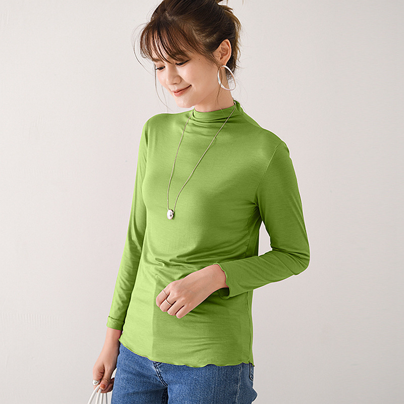 Stella Fashion Modal Long-Sleeve T-Shirt Women Muslim Half-High Collar Slim Plus Size Blouse Inside The Bottoming Shirt