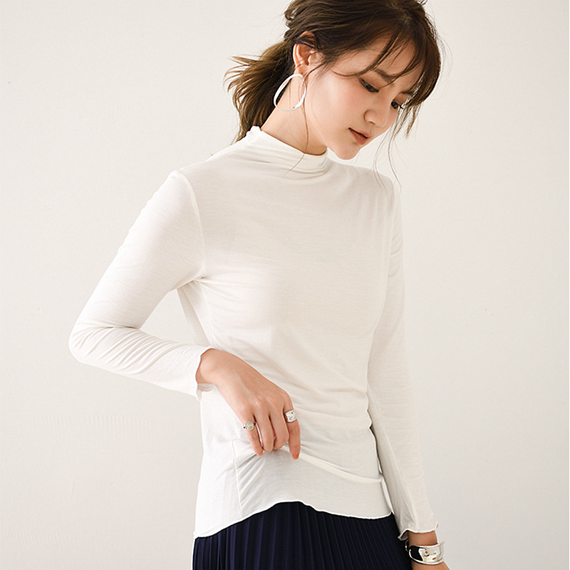 Stella Fashion Modal Long-Sleeve T-Shirt Women Muslim Half-High Collar Slim Plus Size Blouse Inside The Bottoming Shirt