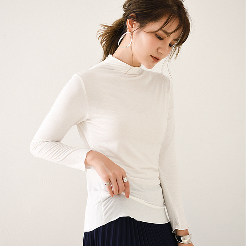 Stella Fashion Modal Long-Sleeve T-Shirt Women Muslim Half-High Collar Slim Plus Size Blouse Inside The Bottoming Shirt