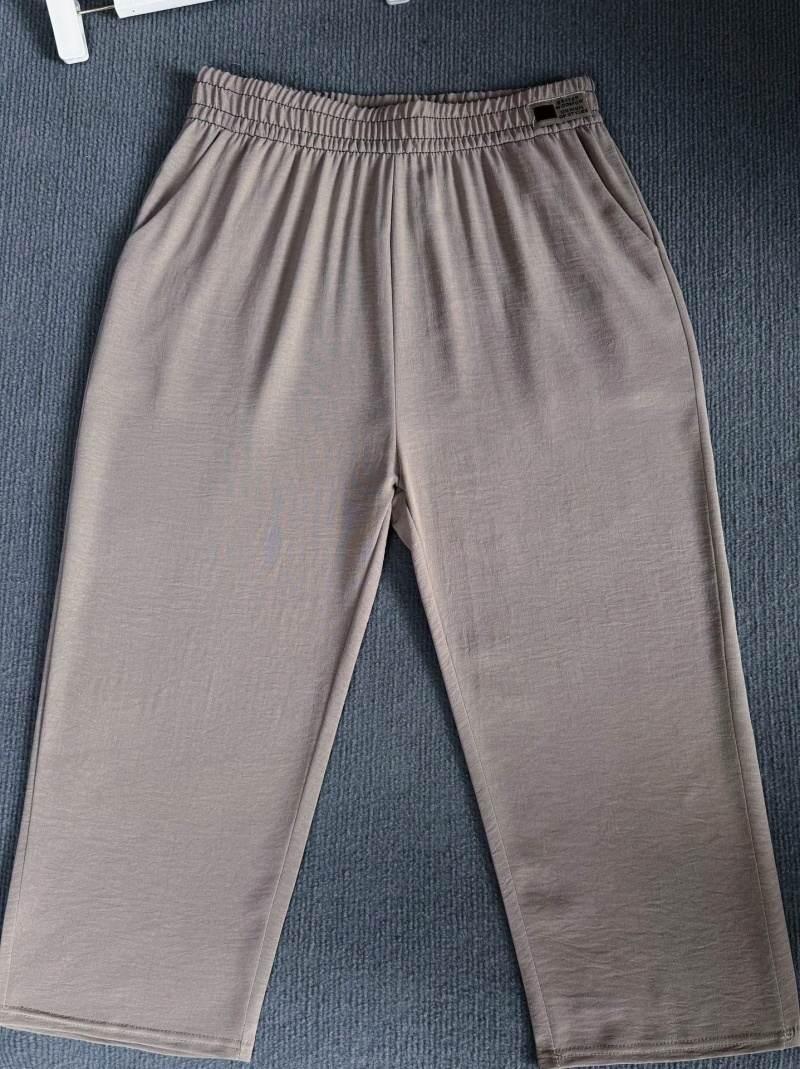 Stella Fashion Middle-Aged and Elderly Women's Pants Ice Silk Mother Pants Women's High Waist loose Stretch Thin Cropped Pants-Stella's Fashion