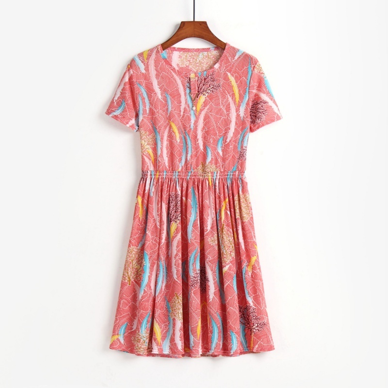 [Stella Fashion] New Half-Length Plus Size Mother Wears a Short-Sleeved Dress For Middle-Aged and Elderly Women