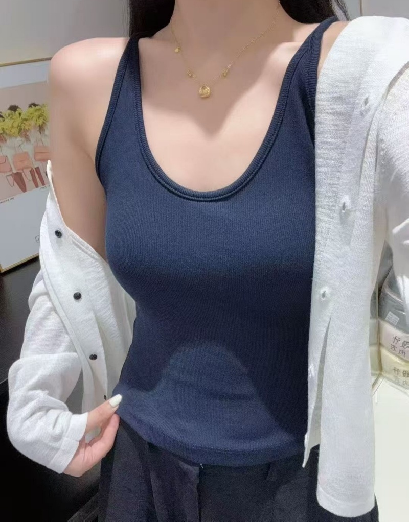 Stella Fashion Slim Fit Ribbed Brushed Camisole with Built‑in Bra Fashion Style U‑Neck Tank Top