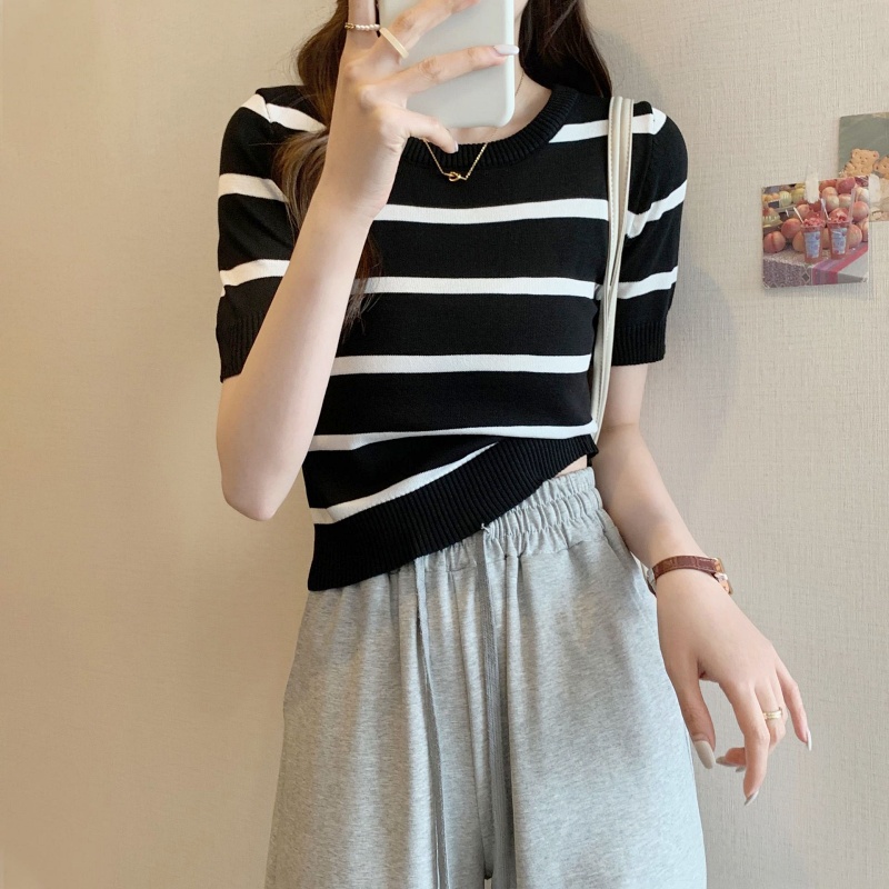 [Stella Fashion] Women’s Korean Solid Color V- Neck Casual Slim Knitte