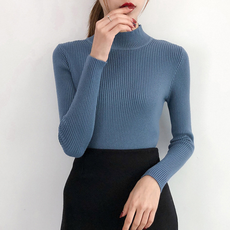 Stella Women's Turtleneck Long Sleeve Casual Bottoming Shirt Autumn And Winter Hedging All-Match slim-fitting T-Shirt
