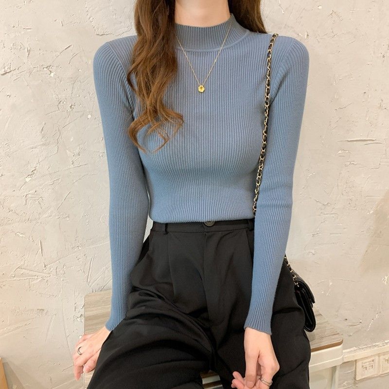 Stella Women's Turtleneck Long Sleeve Casual Bottoming Shirt Autumn And Winter Hedging All-Match slim-fitting T-Shirt