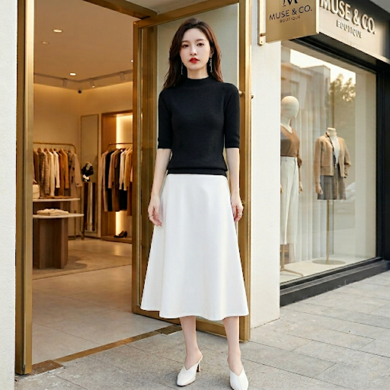 Stella Fashion Women Elegant Knit Top Slim Fit Round Neck Half Sleeve Office Casual Pullover Blouse Free Size