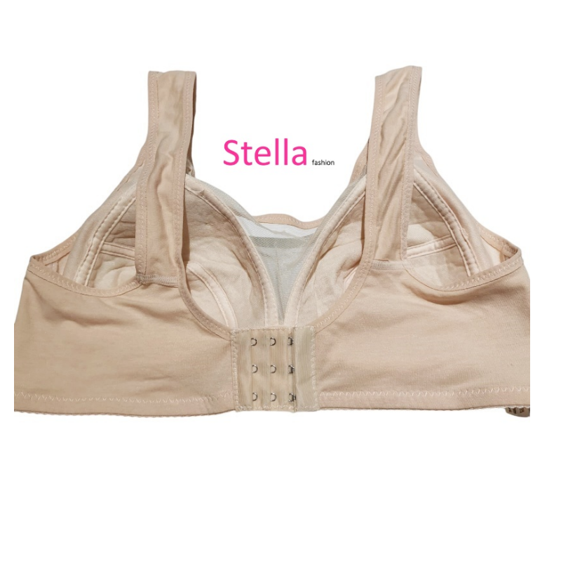 Stella Fashion Middle-aged and elderly bras Cotton underwear No steel ring Large size bras Summer thin section Rear buckle mother underwear