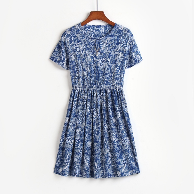 [Stella Fashion] New Half-Length Plus Size Mother Wears a Short-Sleeved Dress For Middle-Aged and Elderly Women