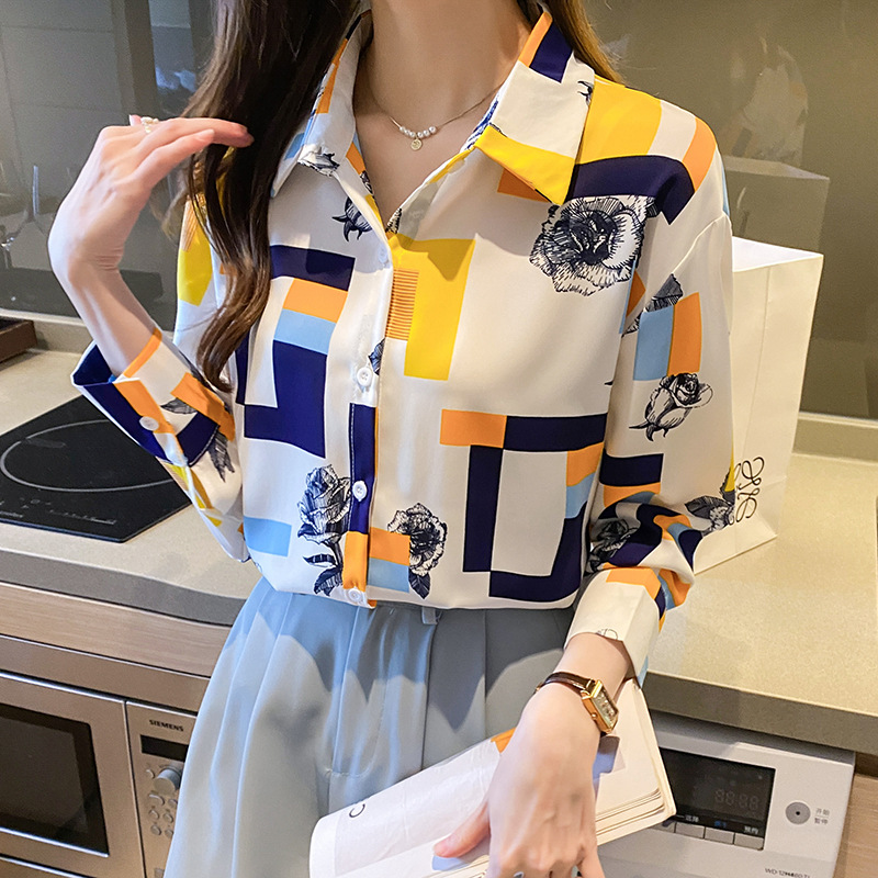 Stella Fashion Chic Korean Style Printed Blouse | Women's Elegant Long