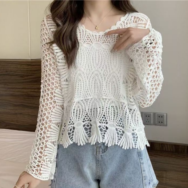 StelFashion Korean Style Lace Crochet Button-Up Cardigan | Breathable