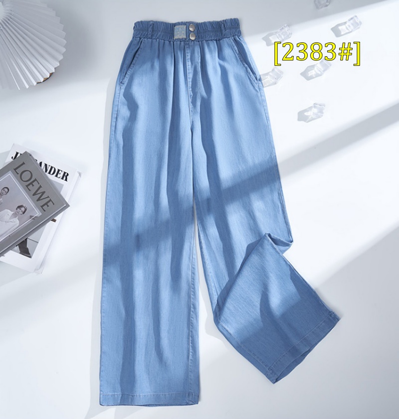 Stella Fashion Women High Waist Wide Leg Denim Pants Summer Thin Straight Loose Casual Office Jeans Plus Size
