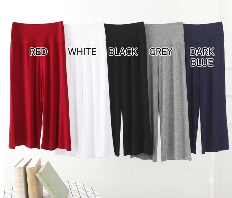 Stella Fashion women High Waist Wide-leg Straight Pants Summer Casual Loose yoga Stretch Trouser Modal cotton loose pant