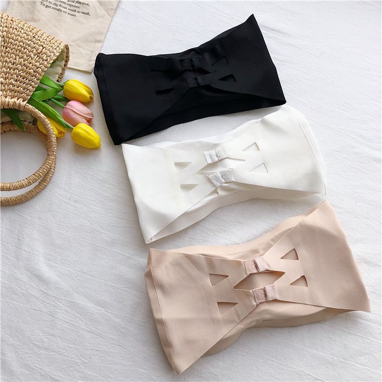 Stella Fashion Korea ice silk seamless all-match  Bralette Women Bra tube Top Cotton Nylon Removable Pad 