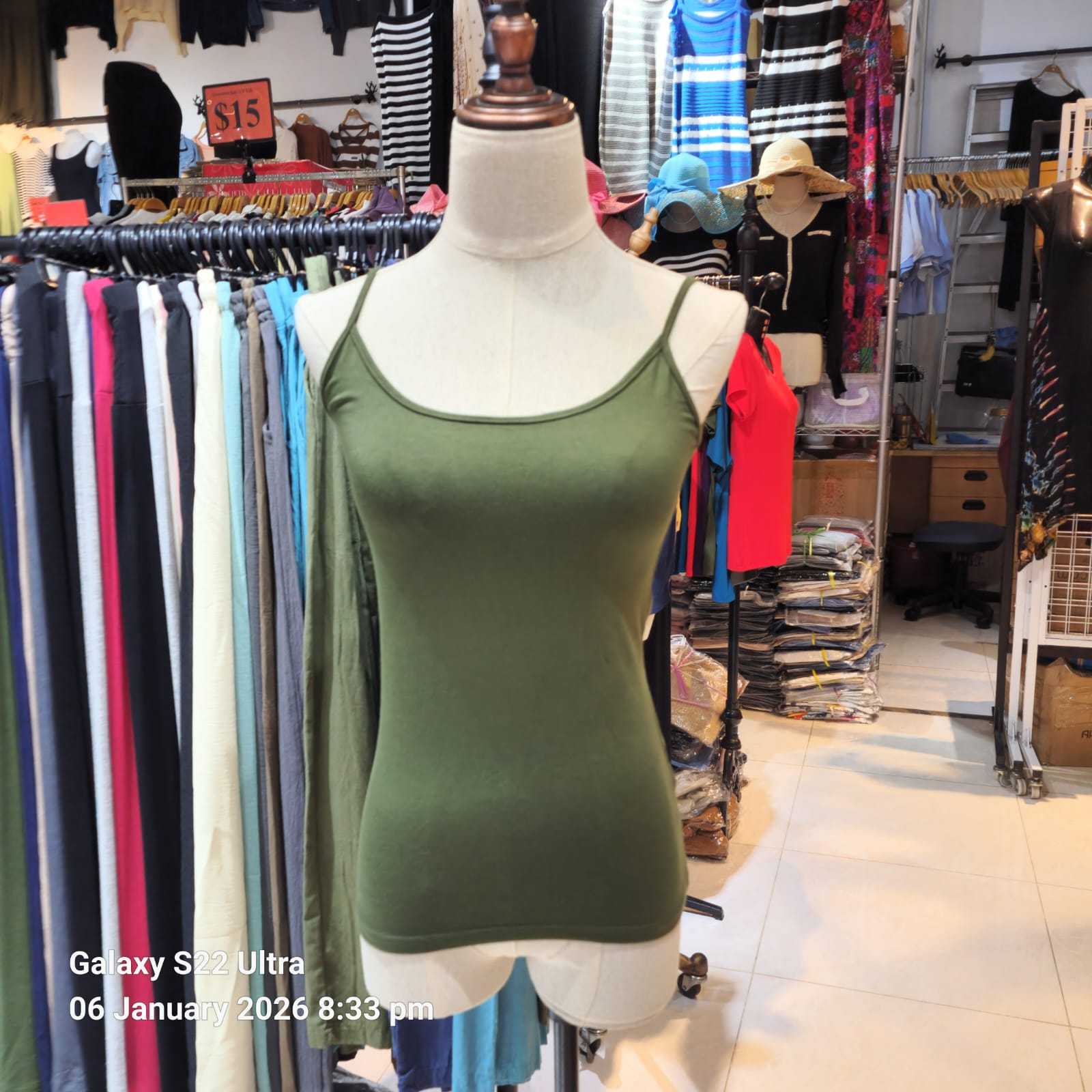 [STELLA FASHION] U-Back Spaghetti Strape Tank Tops Korea MODAL + Spand