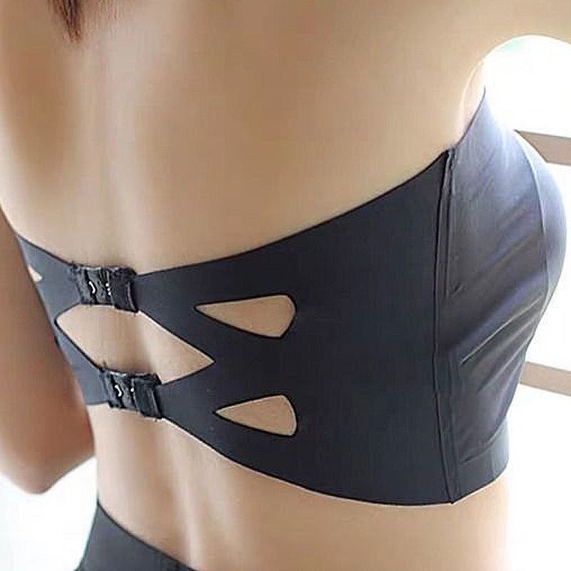 Stella Fashion Korea ice silk seamless all-match  Bralette Women Bra tube Top Cotton Nylon Removable Pad 