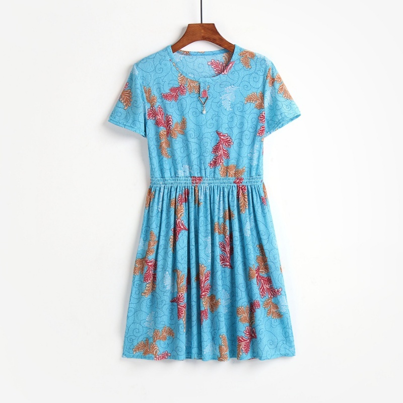 [Stella Fashion] New Half-Length Plus Size Mother Wears a Short-Sleeved Dress For Middle-Aged and Elderly Women