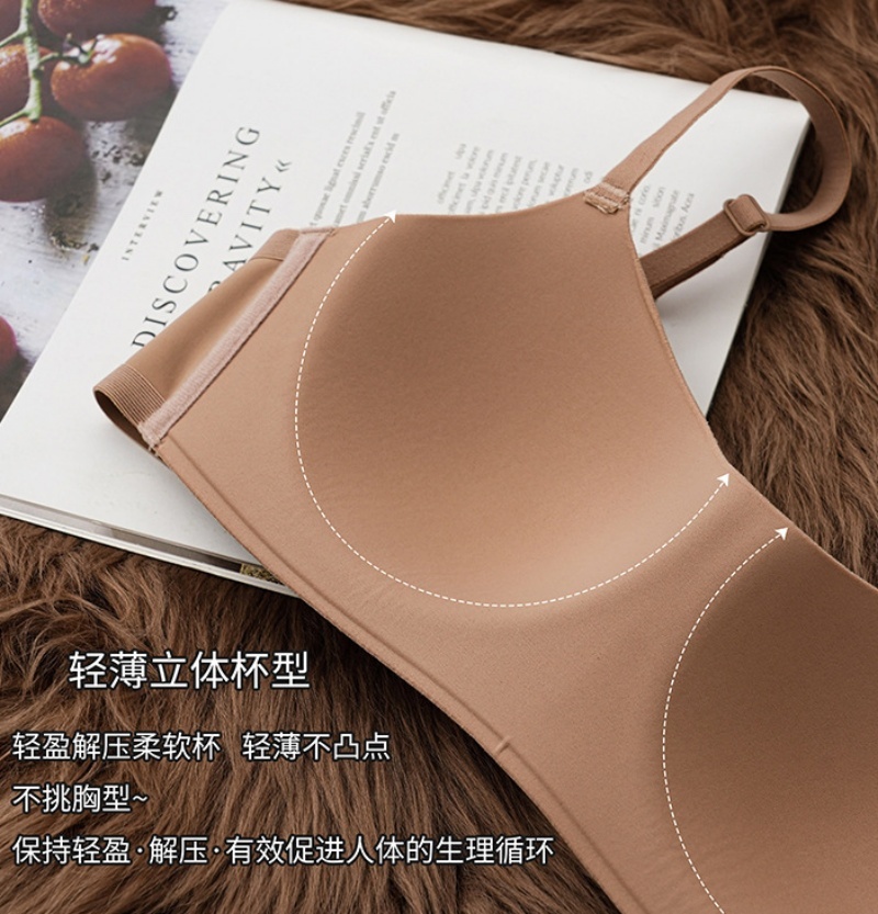 Women's Small Breasts Gathered Up Anti-Sagging Comfortable and Breathable Bra Without Steel Ring Thin Cup Seamless Underwear