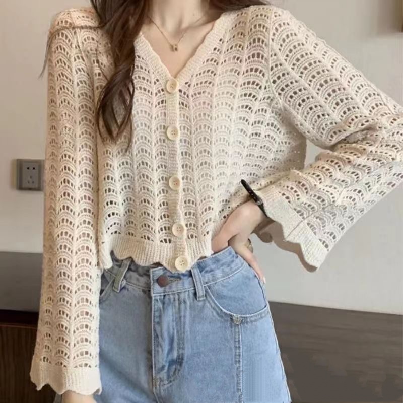 StelFashion Korean Style Lace Crochet Button-Up Cardigan | Breathable