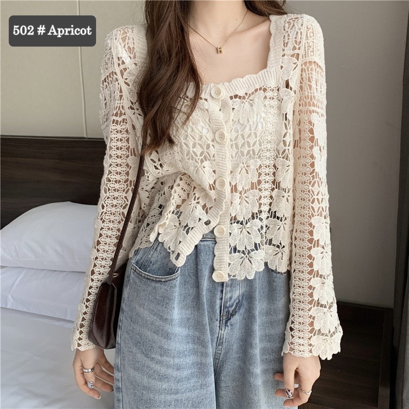Stella Fashion Knitted Sunscreen Cardigan Thin Style Women Loose Outer Blouse Short Sleeve Top-Stella's Fashion