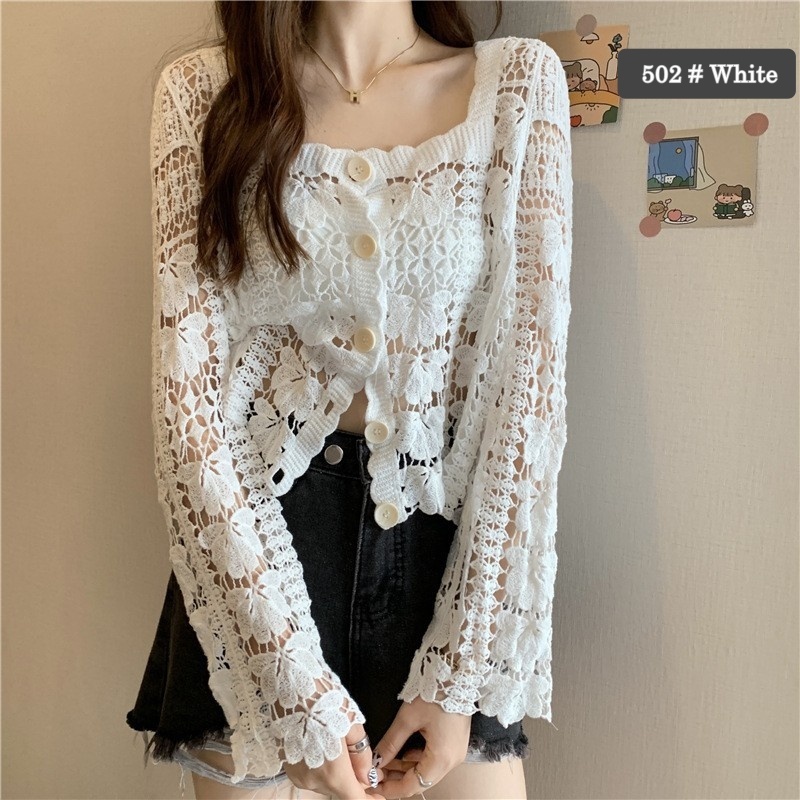Stella Fashion Knitted Sunscreen Cardigan Thin Style Women Loose Outer Blouse Short Sleeve Top-Stella's Fashion
