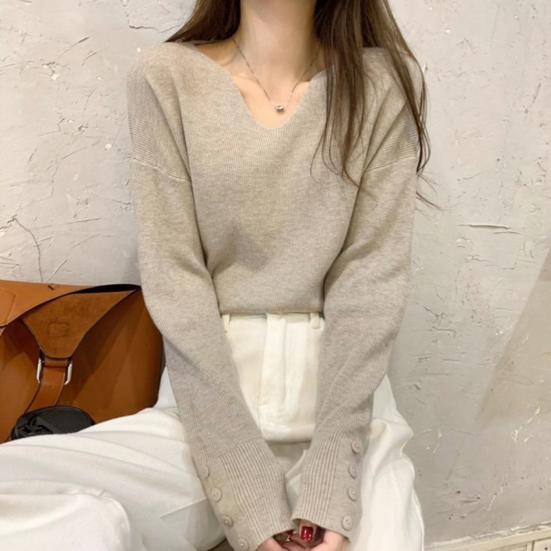 Stella Fashion Korean Style Loose Knit Sweater for Women Relaxed Fit Versatile Outerwear/Layering Top