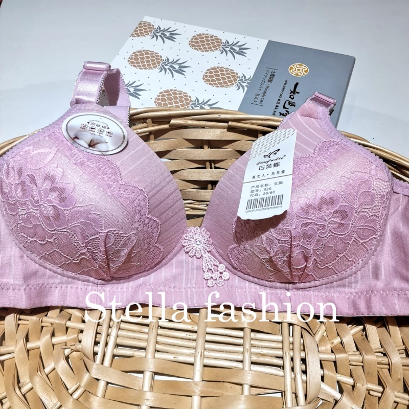 Stella Fashion Pure Cotton New Thin Middle-Aged and Elderly Mother Bra Without Steel Ring Skin-friendly Cotton Super Soft and comfortable Bra