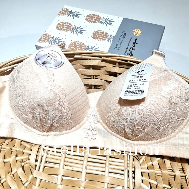 Stella Fashion Pure Cotton New Thin Middle-Aged and Elderly Mother Bra Without Steel Ring Skin-friendly Cotton Super Soft and comfortable Bra