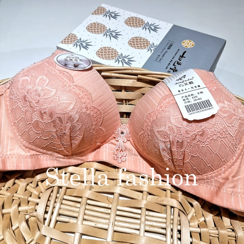 Stella Fashion Pure Cotton New Thin Middle-Aged and Elderly Mother Bra Without Steel Ring Skin-friendly Cotton Super Soft and comfortable Bra