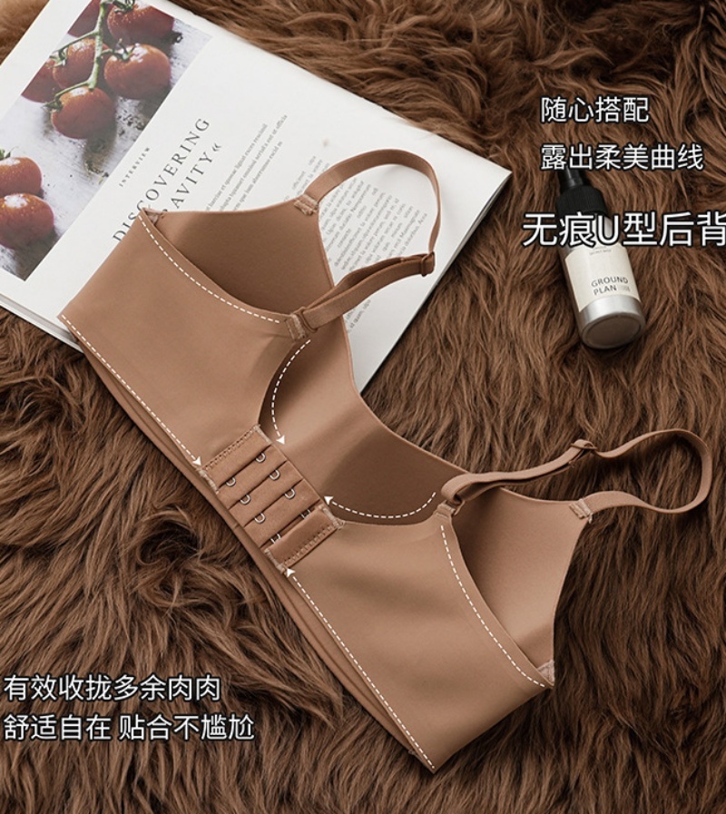 Women's Small Breasts Gathered Up Anti-Sagging Comfortable and Breathable Bra Without Steel Ring Thin Cup Seamless Underwear