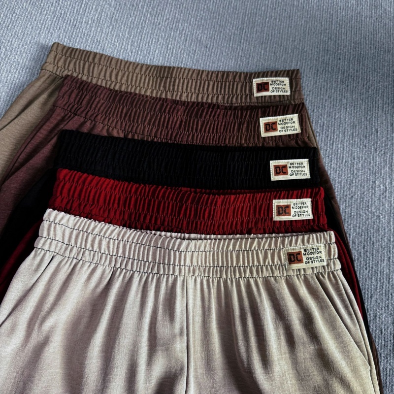 Stella Fashion Middle-Aged and Elderly Women's Pants Ice Silk Mother Pants Women's High Waist loose Stretch Thin Cropped Pants-Stella's Fashion