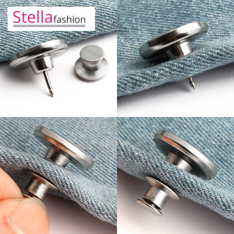 Stella  Fashion Adjustable Detachable Jeans Button Nail-Free Metal Buttons Retractable Jeans Buttons
