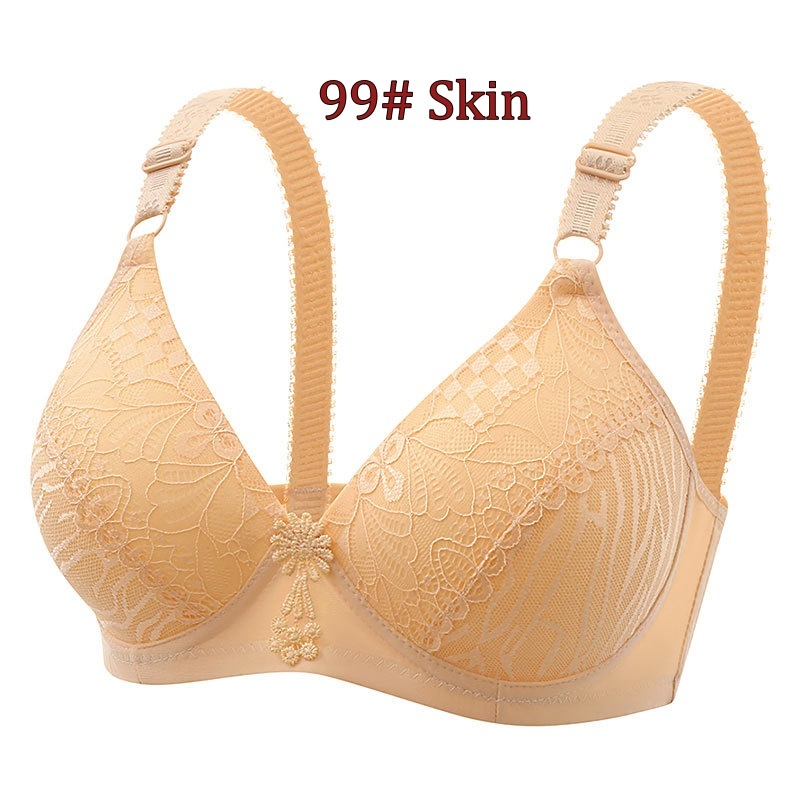 Middle-aged And Elderly underwear Women's Thin Bra Without Steel Ring Lace Bra Adjustable Large Size Bra 36-42 C Bra