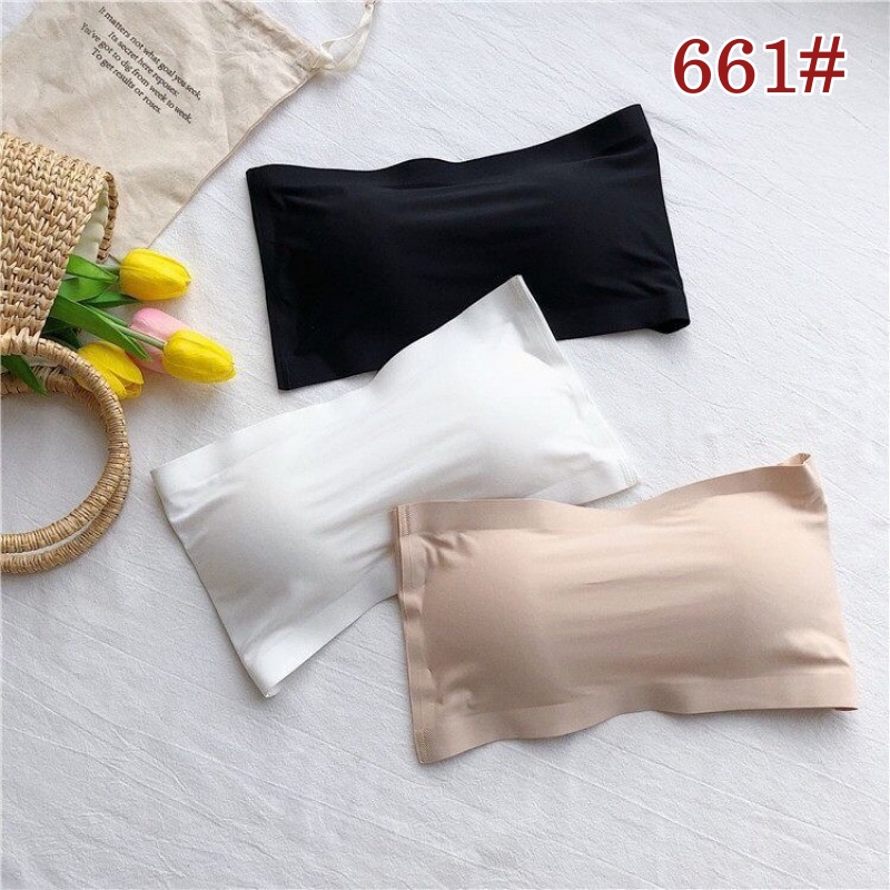 Stella Fashion Korea ice silk seamless all-match  Bralette Women Bra tube Top Cotton Nylon Removable Pad 