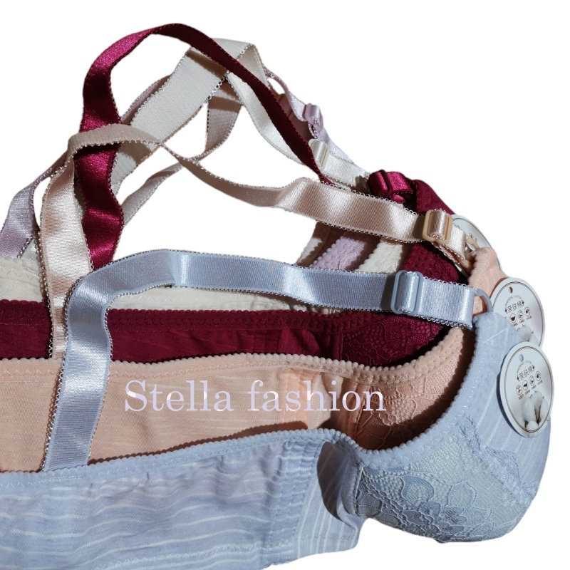 Stella Fashion Pure Cotton New Thin Middle-Aged and Elderly Mother Bra Without Steel Ring Skin-friendly Cotton Super Soft and comfortable Bra