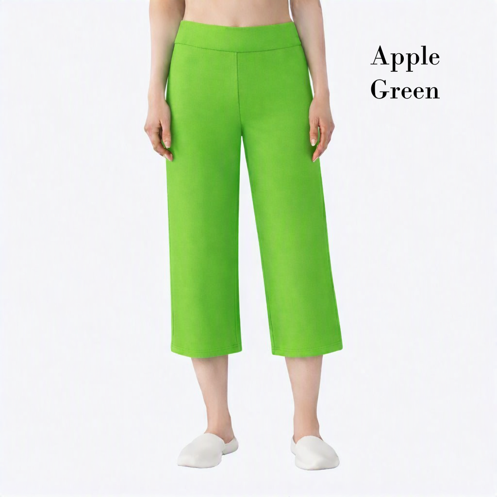 Stella Fashion Modal Bamboo Cropped Wide‑Leg Pants – Soft Cooling Fabric, Stretch Waist 26–38″